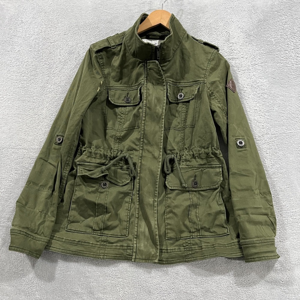 Hollister Jacket Womens M Utility Coat Military Style Green Outdoors Army